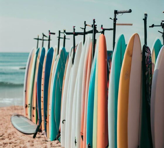 rack of stand up paddle boards