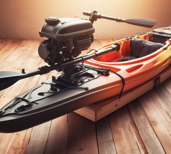 custom trolling mount on a kayak